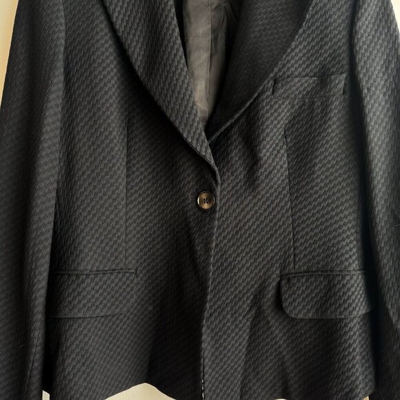 Emporio Armani Black Textured Cropped Blazer 46/M - Picture 2 of 5